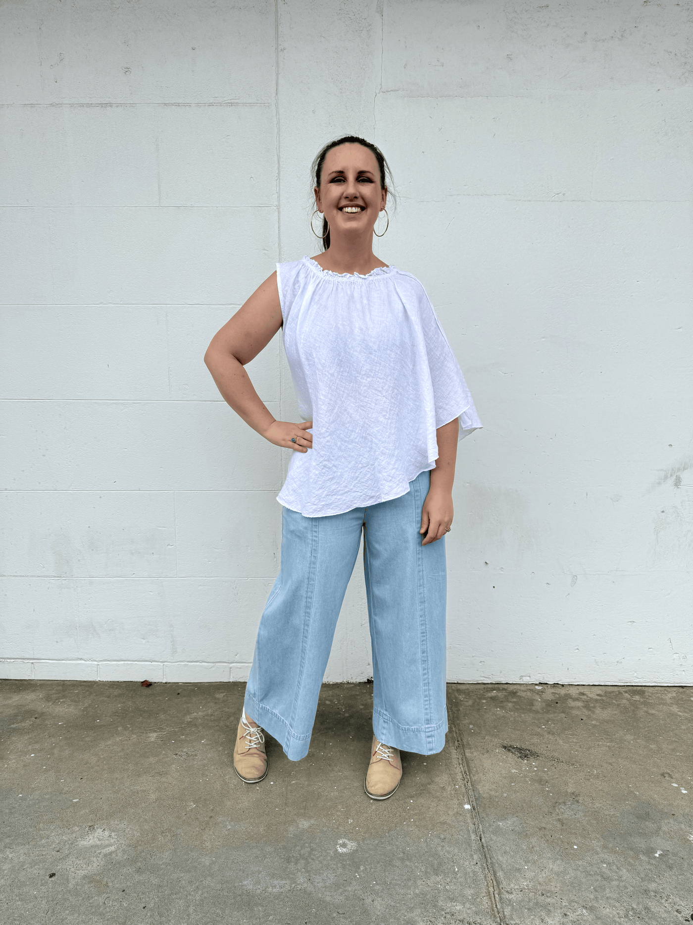 One Shoulder Top - White-Italian Luxe-Lima & Co