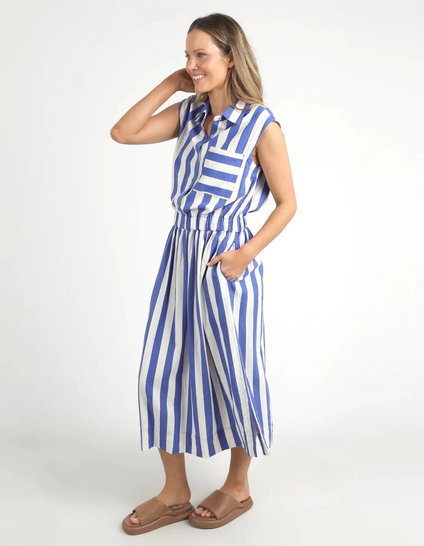 Palermo Stripe Dress - Royal Blue-Elm Lifestyle-Lima & Co