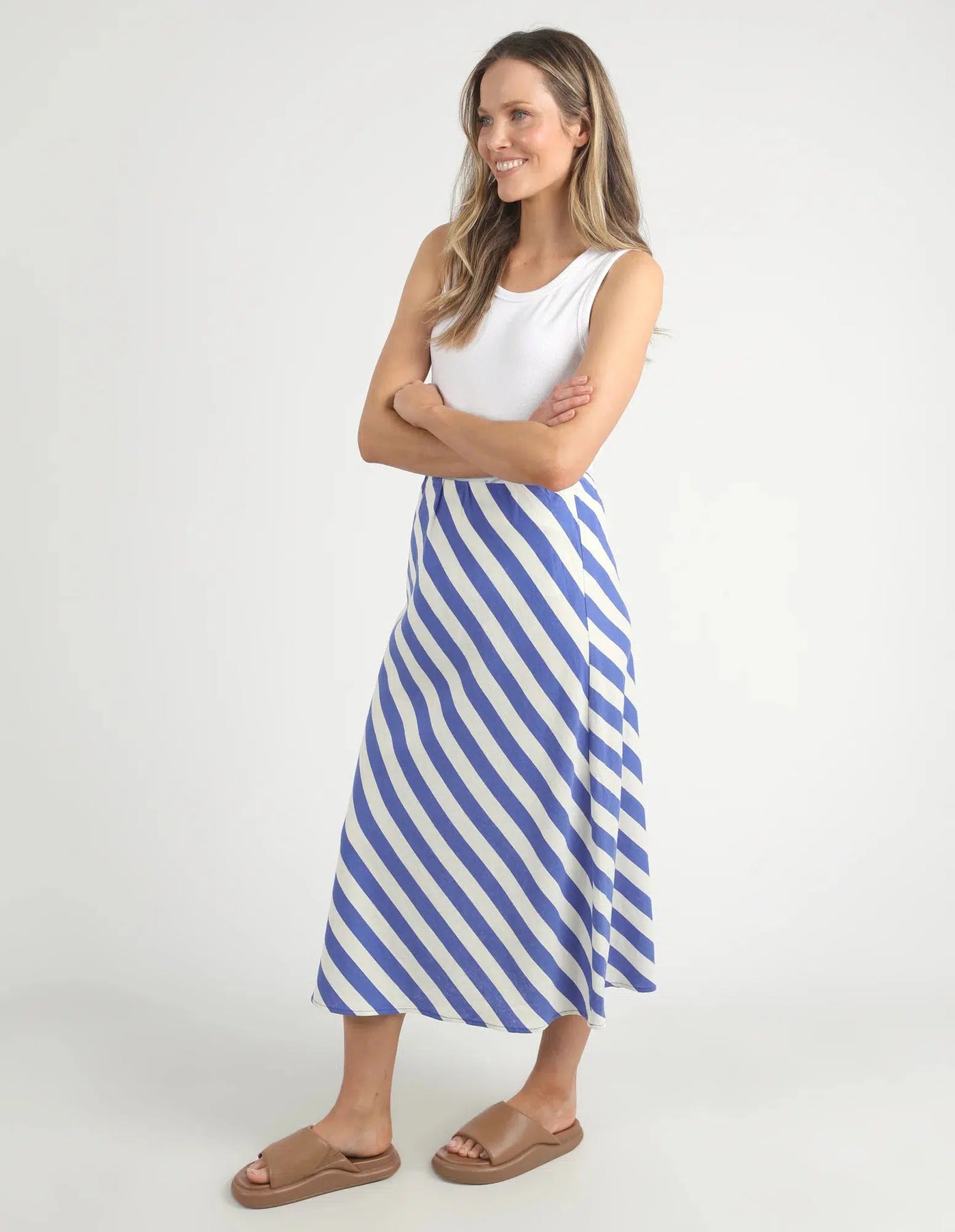 Palmero Stripe Skirt - Royal Blue/Marshmellow Stripe-Elm Lifestyle-Lima & Co