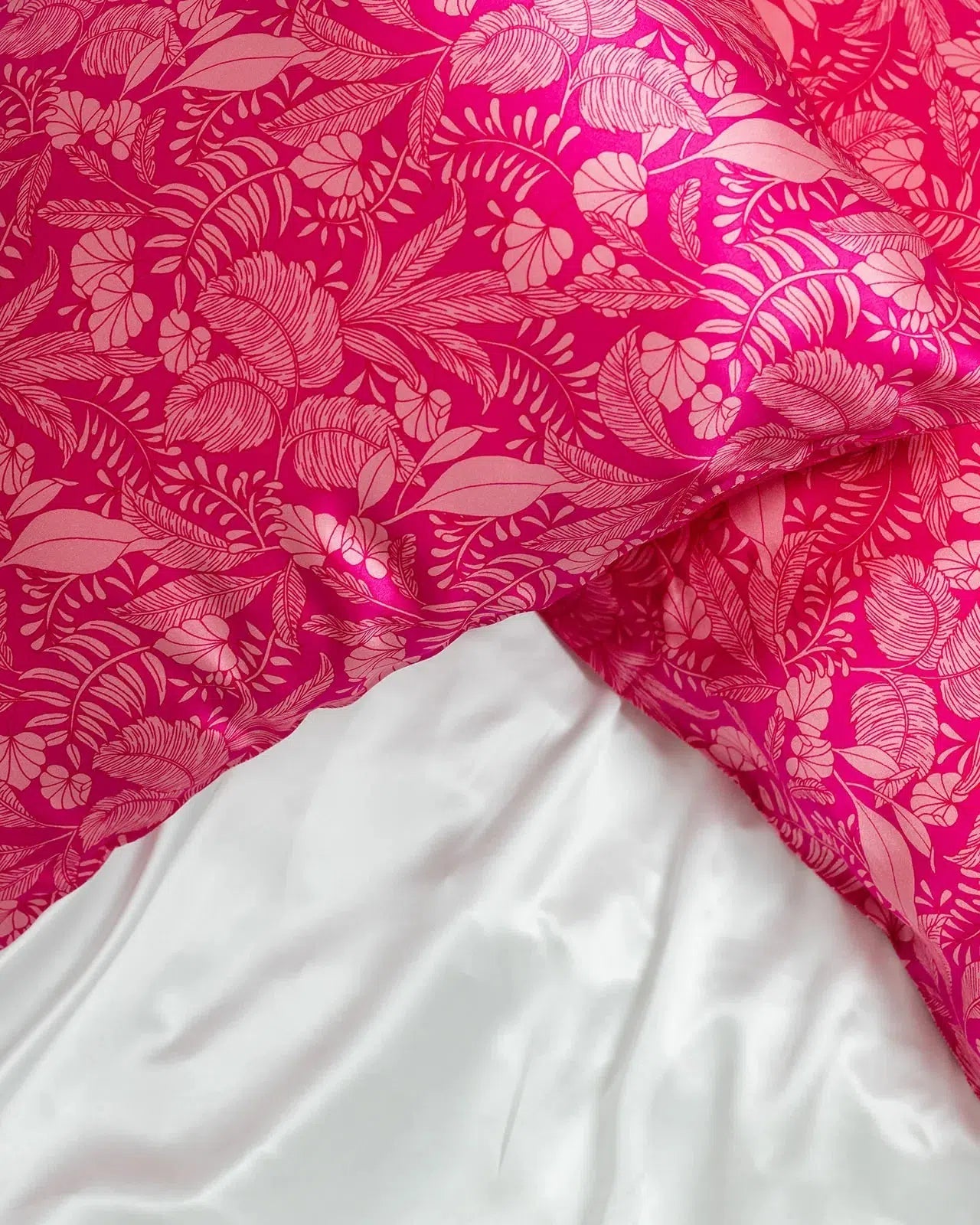 Pure Silk Pillow Case - Fuchsia Palms-Silk Magnolia-Lima & Co