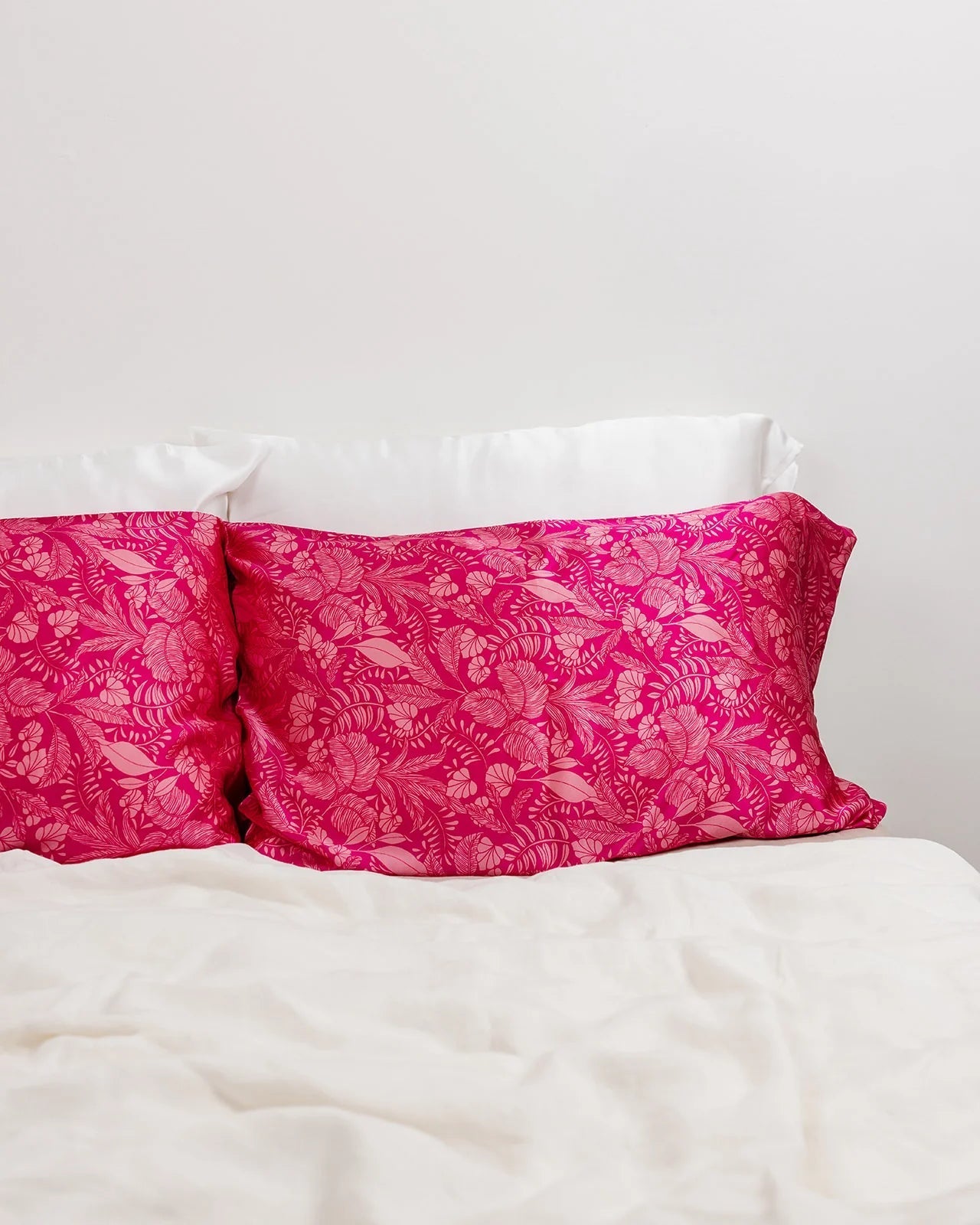 Pure Silk Pillow Case - Fuchsia Palms-Silk Magnolia-Lima & Co