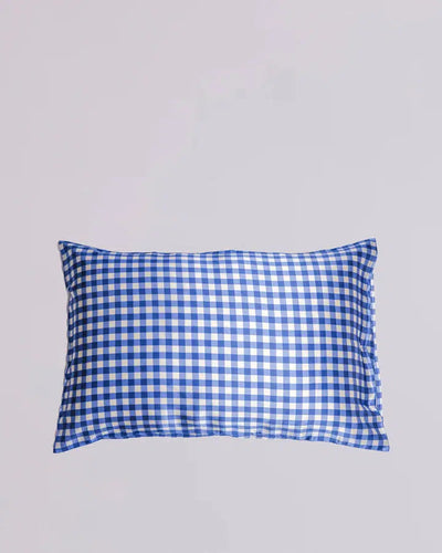 Silk Pillowcase Single - Gingham Denim Blue-Silk Magnolia-Lima & Co