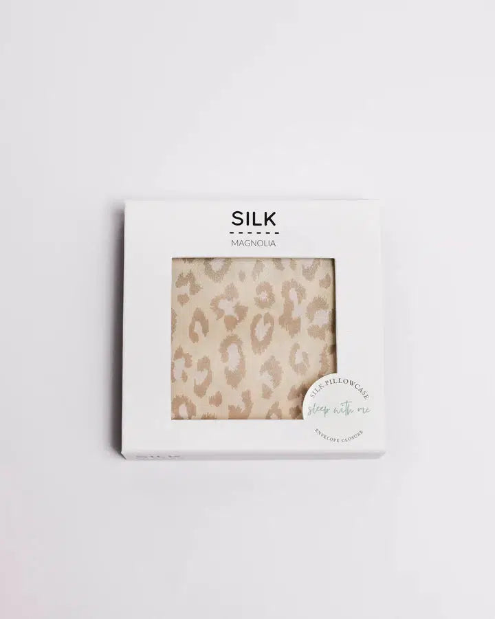 Silk Pillowcase Single - Sand Leopard-Silk Magnolia-Lima & Co