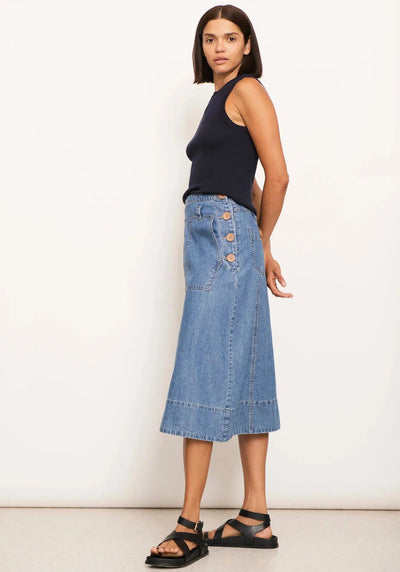 Raydel Denim Skirt - Light Wash-POL Clothing-Lima & Co