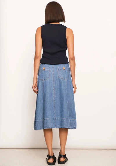 Raydel Denim Skirt - Light Wash-POL Clothing-Lima & Co