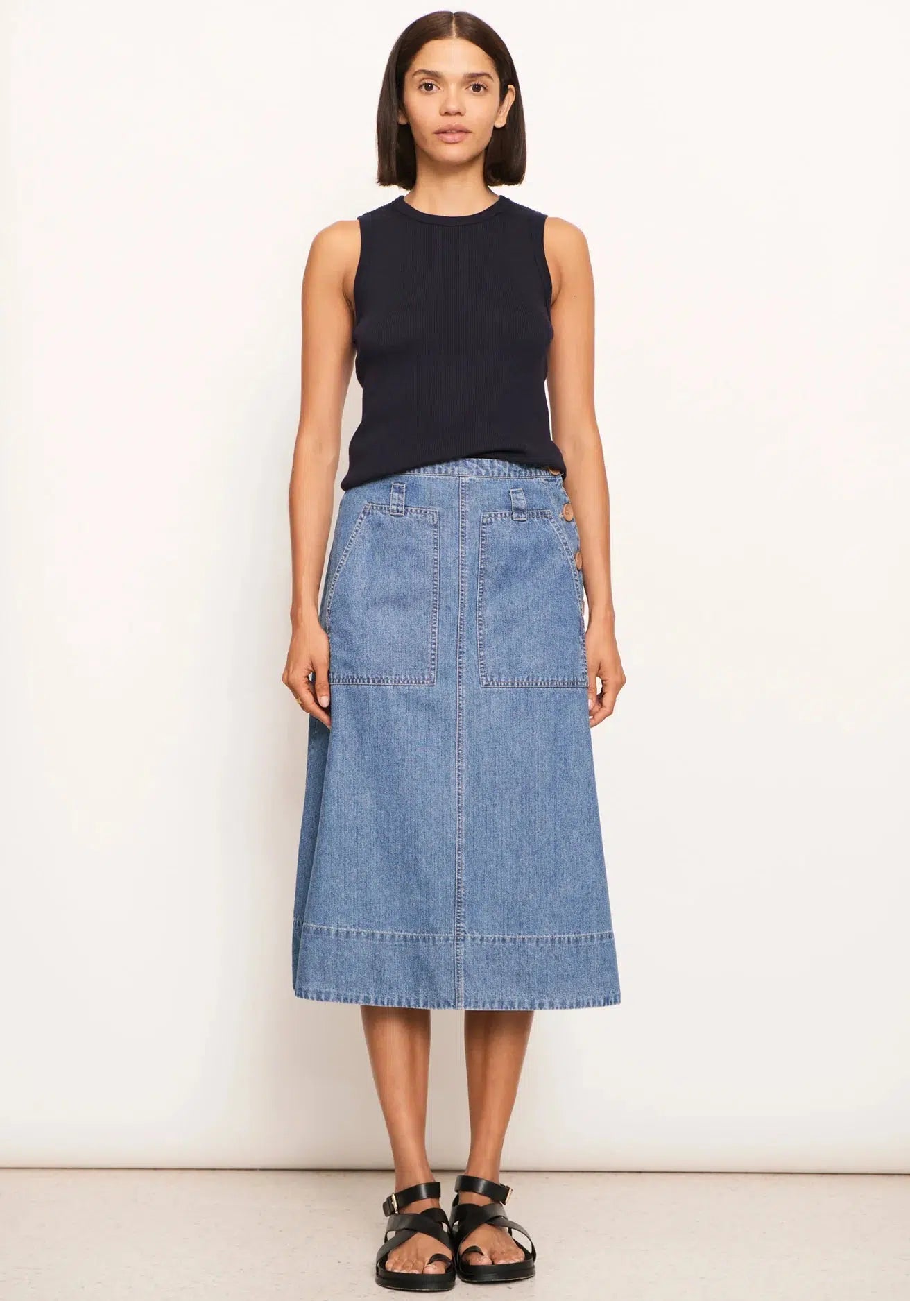 Raydel Denim Skirt - Light Wash-POL Clothing-Lima & Co