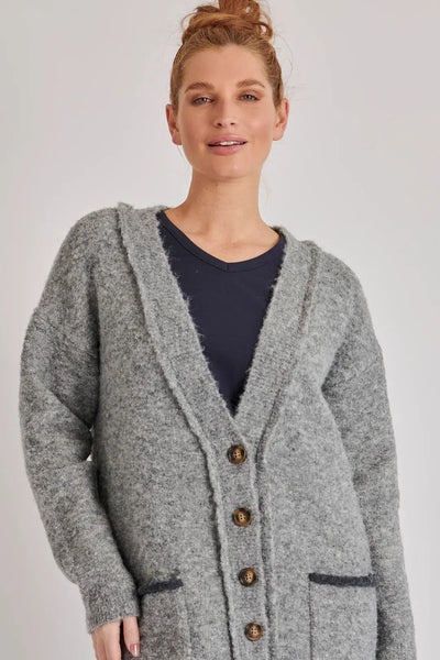 Relaxed Fit Cardigan - Grey Marle-One Ten Willow-Lima & Co