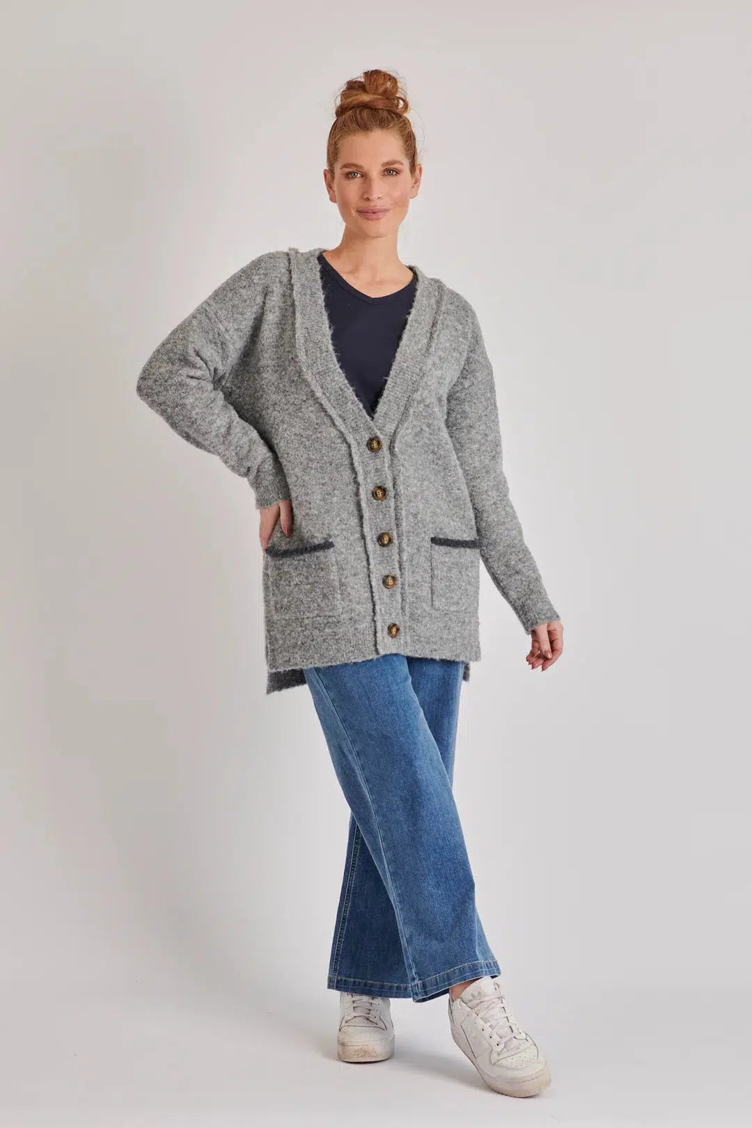 Relaxed Fit Cardigan - Grey Marle-One Ten Willow-Lima & Co