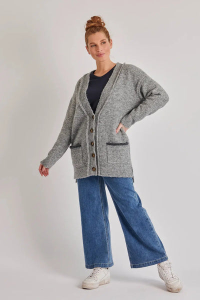 Relaxed Fit Cardigan - Grey Marle-One Ten Willow-Lima & Co