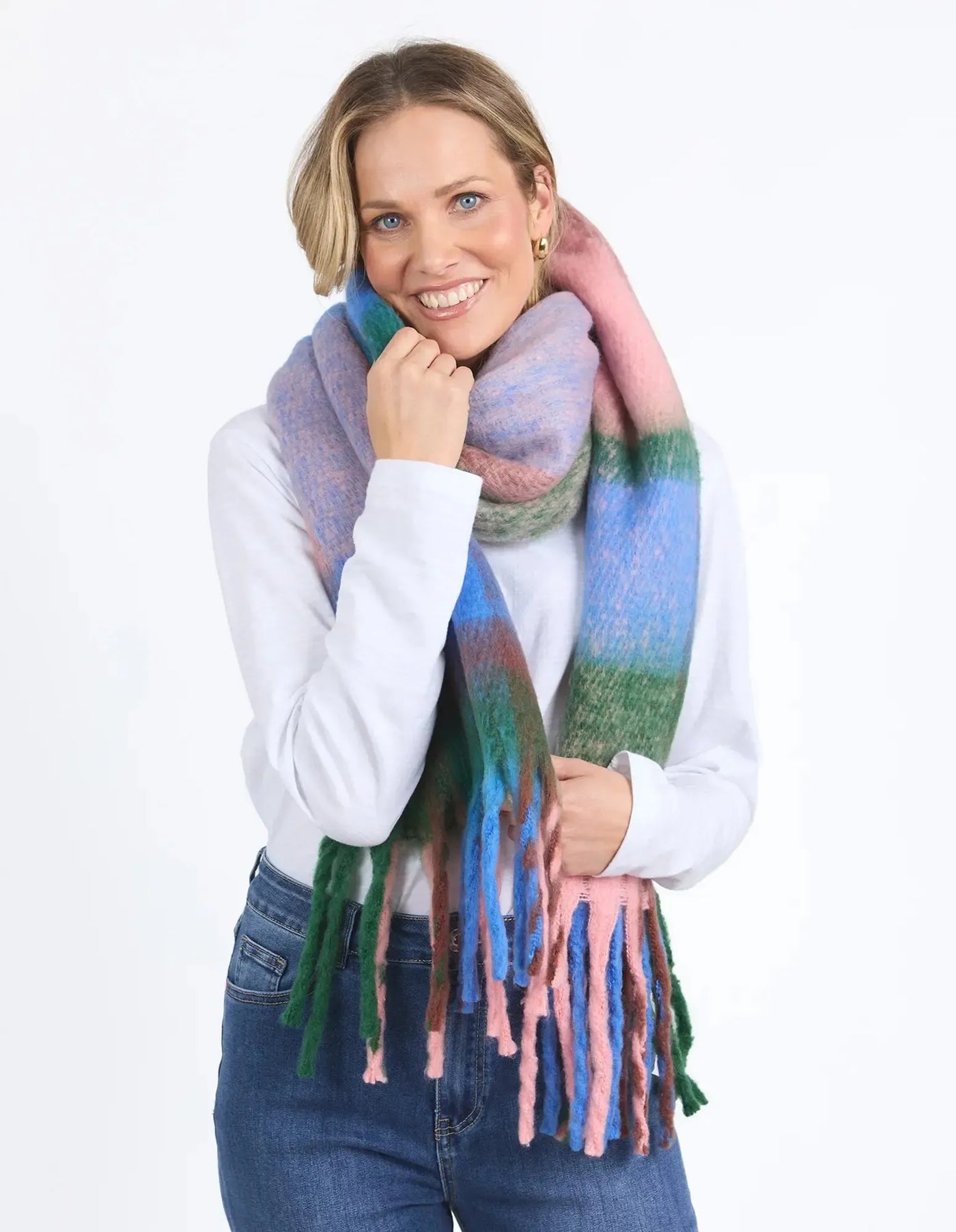 Ribbon Scarf - Pink Blue Green-Elm Lifestyle-Lima & Co