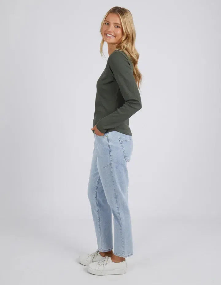 Scoop L/S Rib - Khaki-Foxwood-Lima & Co