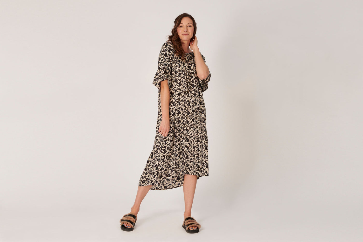 Shirred Neck Dress - Native Floral-Ellis and Dewey-Lima & Co