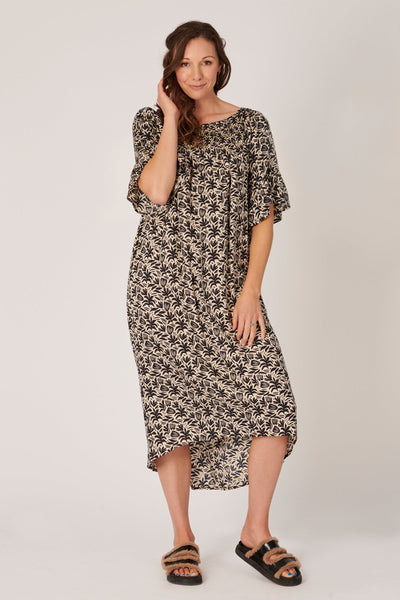 Shirred Neck Dress - Native Floral-Ellis and Dewey-Lima & Co