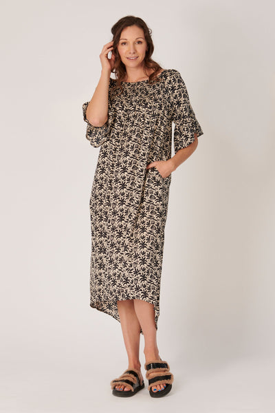 Shirred Neck Dress - Native Floral-Ellis and Dewey-Lima & Co