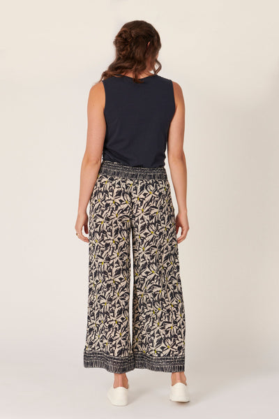 Shirred Waist Wide Leg Pant - Scribble Floral-Ellis and Dewey-Lima & Co