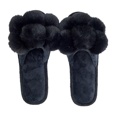 Slipper Cosy Luxe Pom Pom - Black-Annabel Trends-Lima & Co