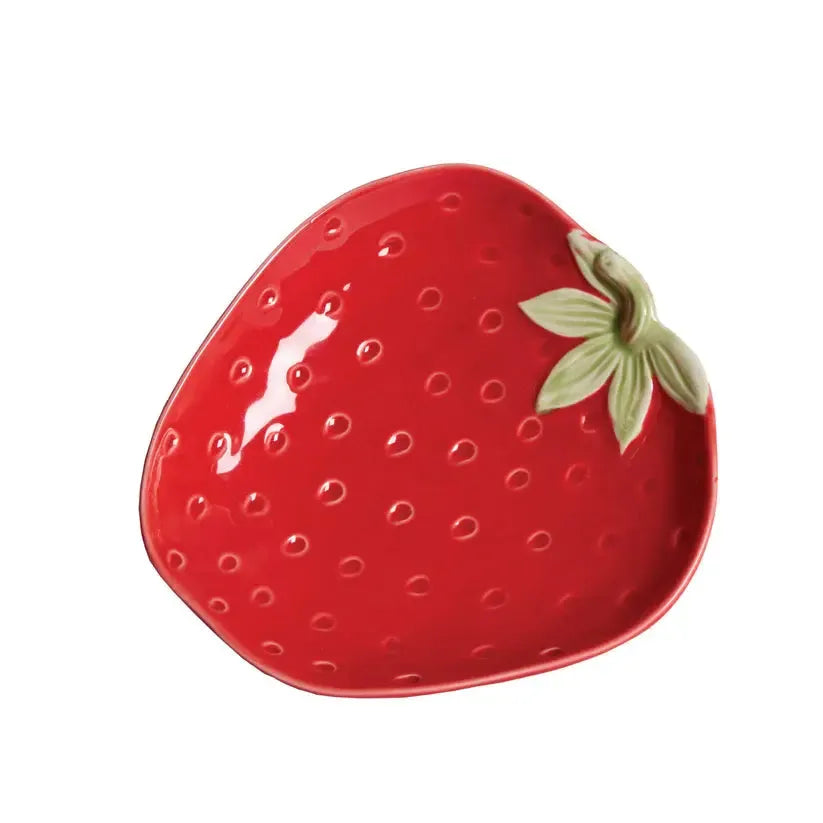 Small Red Strawberry Plate-Holly and Ivy-Lima & Co