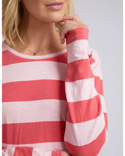 Spritz Stripe L/S Tee - Coral-Elm Lifestyle-Lima & Co