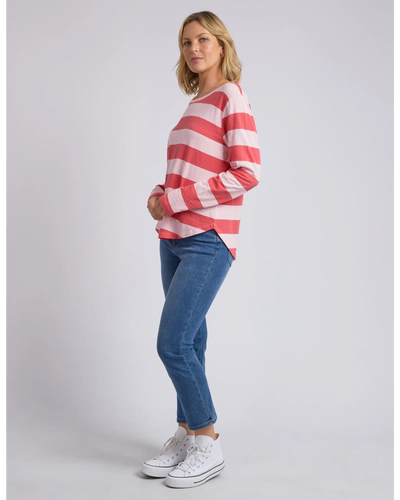 Spritz Stripe L/S Tee - Coral-Elm Lifestyle-Lima & Co