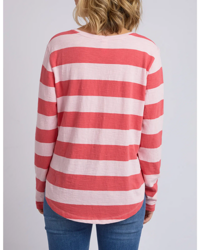 Spritz Stripe L/S Tee - Coral-Elm Lifestyle-Lima & Co