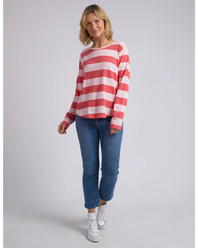 Spritz Stripe L/S Tee - Coral-Elm Lifestyle-Lima & Co