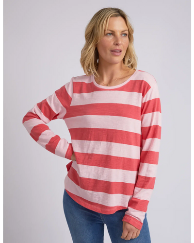 Spritz Stripe L/S Tee - Coral-Elm Lifestyle-Lima & Co