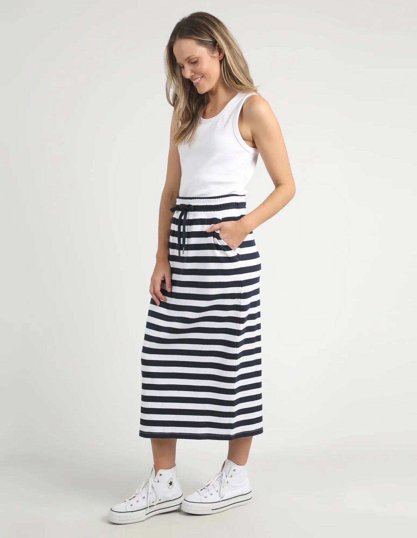 Sunset Stripe Skirt - Navy-Elm Lifestyle-Lima & Co