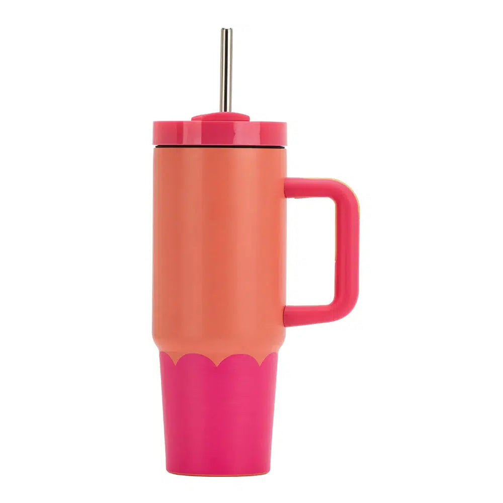 Super Sip Stainless Wave 850ml - Orange Hot Pink-Annabel Trends-Lima & Co