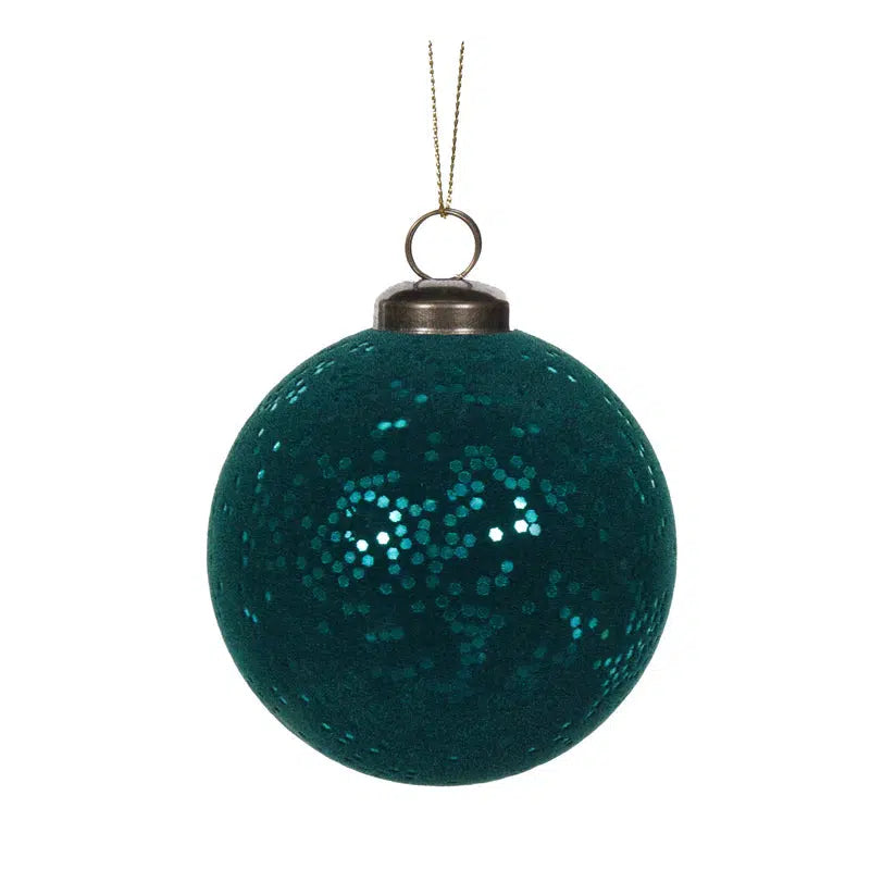 Teal Velvet Speckle Bauble-Holly and Ivy-Lima & Co