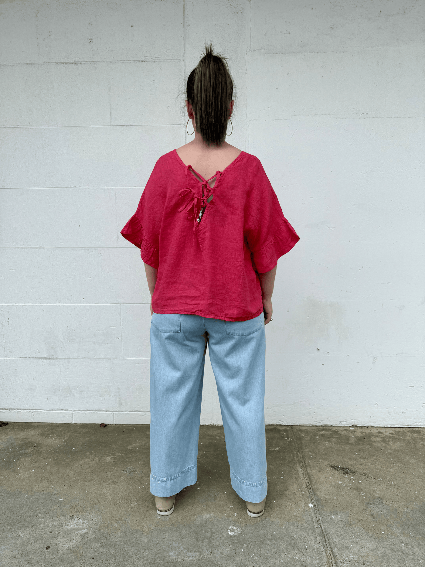 Tie Top Linen - Raspberry-Italian Luxe-Lima & Co