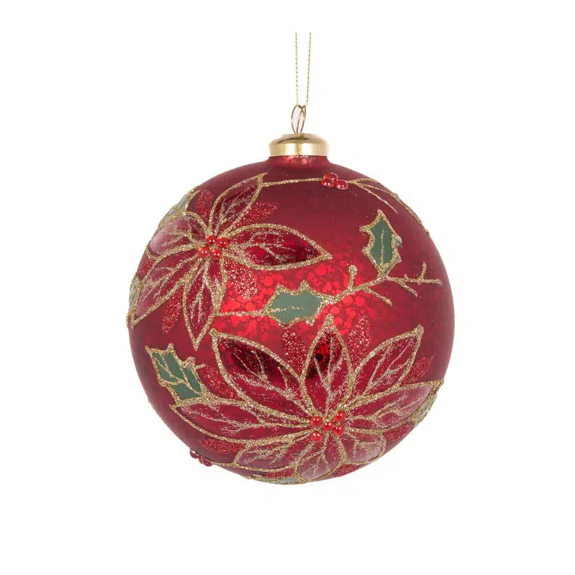 Traditonal Mercury Poinsettia Bauble-Holly and Ivy-Lima & Co