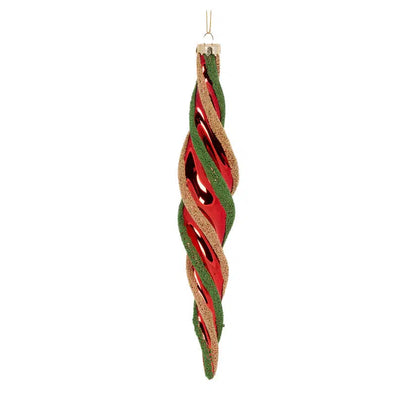 Traditonal Stripe Drop Bauble-Holly and Ivy-Lima & Co