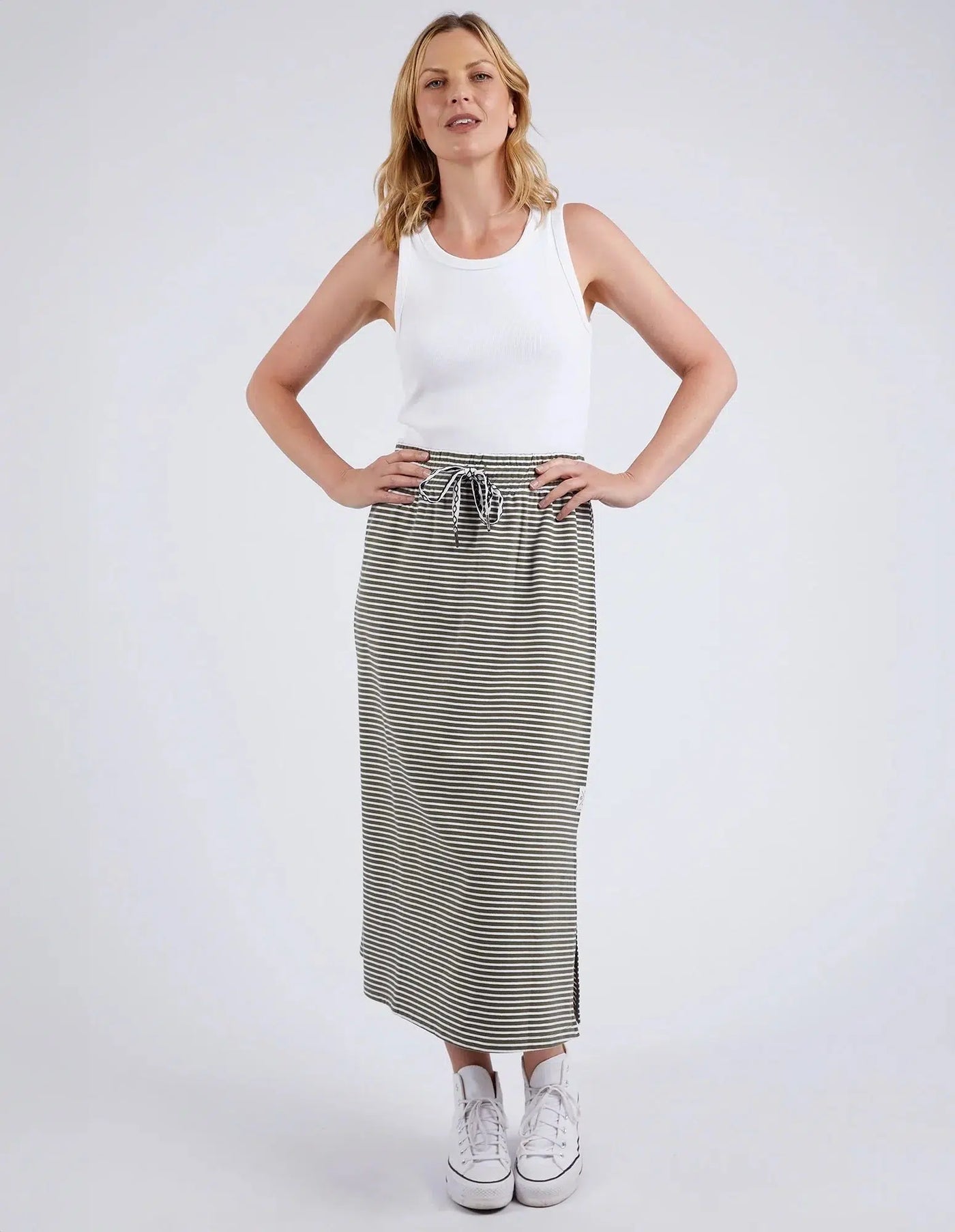 Travel Skirt - Khaki/White Stripe-Elm Lifestyle-Lima & Co