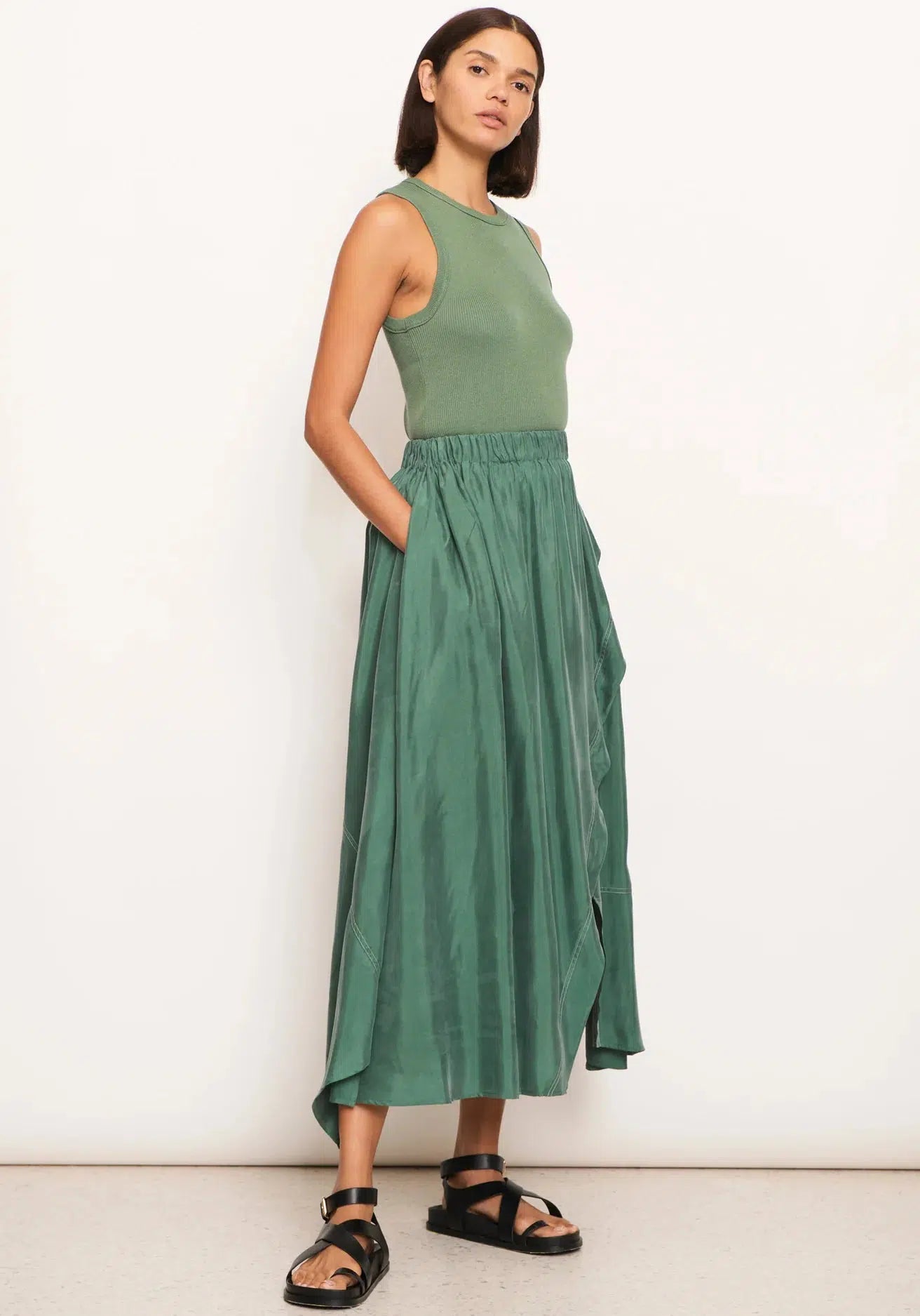 Vault Wrap Skirt - Green-POL Clothing-Lima & Co