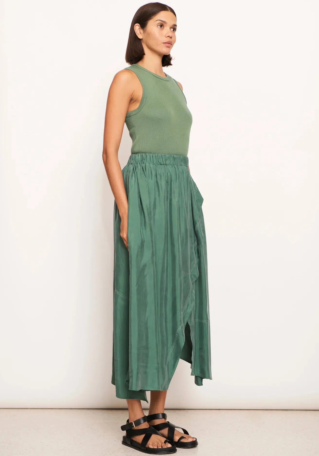 Vault Wrap Skirt - Green-POL Clothing-Lima & Co